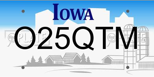 O25QTM Iowa License Plate