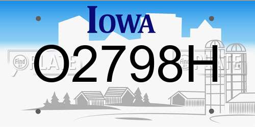 O2798H Iowa License Plate