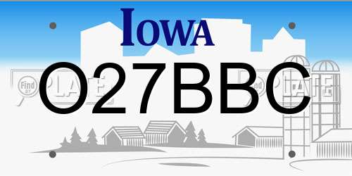O27BBC Iowa License Plate