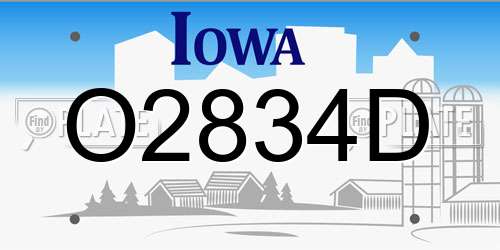 O2834D Iowa License Plate
