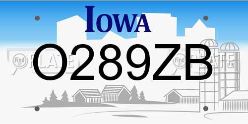 O289ZB Iowa License Plate