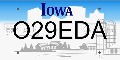 O29EDA Iowa License Plate