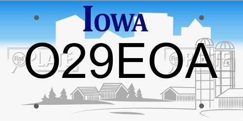 O29EOA Iowa License Plate