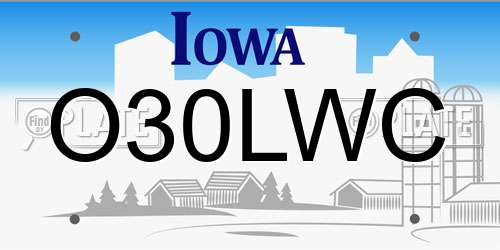 O30LWC Iowa License Plate