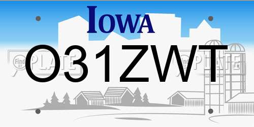 O31ZWT Iowa License Plate