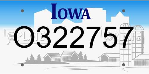 O322757 Iowa License Plate