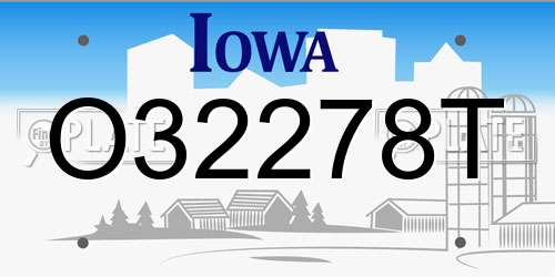 O32278T Iowa License Plate