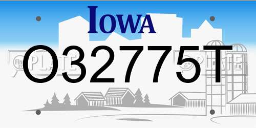 O32775T Iowa License Plate