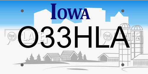 O33HLA Iowa License Plate