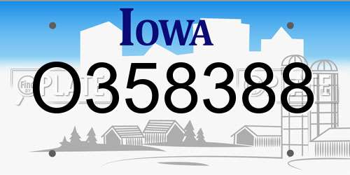 O358388 Iowa License Plate