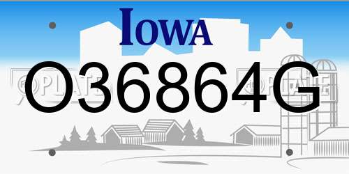 O36864G Iowa License Plate