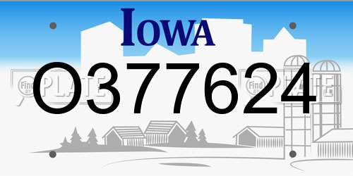 O377624 Iowa License Plate