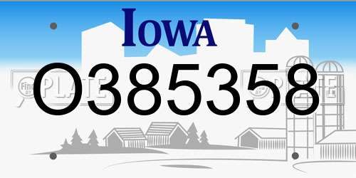 O385358 Iowa License Plate