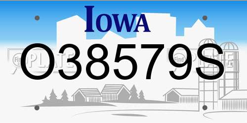 O38579S Iowa License Plate