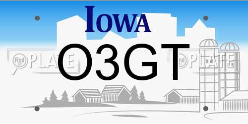 O3GT Iowa License Plate