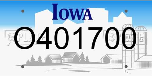 O401700 Iowa License Plate