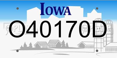 O40170D Iowa License Plate