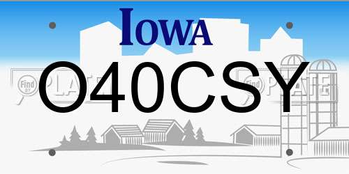O40CSY Iowa License Plate