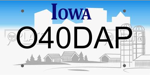 O40DAP Iowa License Plate
