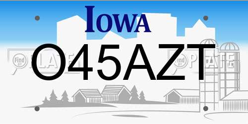 O45AZT Iowa License Plate