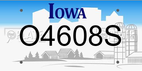 O4608S Iowa License Plate