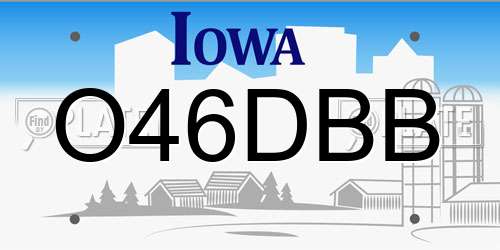 O46DBB Iowa License Plate