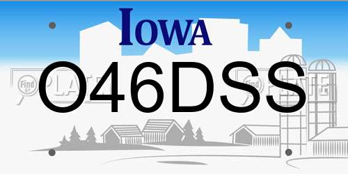 O46DSS Iowa License Plate