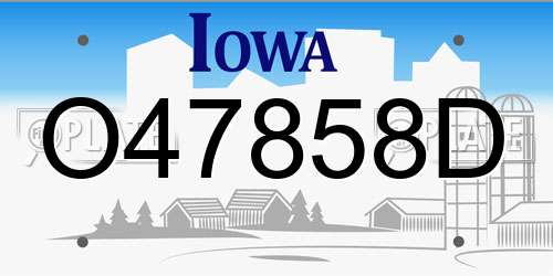 O47858D Iowa License Plate