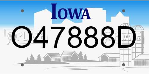 O47888D Iowa License Plate