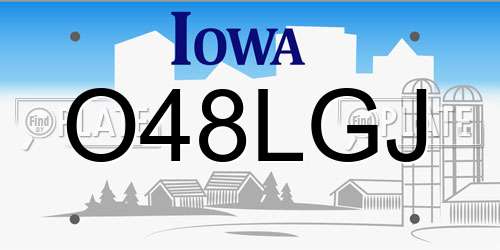 O48LGJ Iowa License Plate