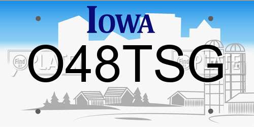 O48TSG Iowa License Plate