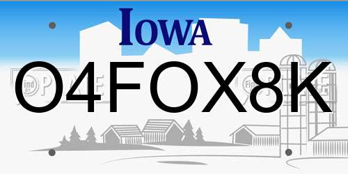 O4FOX8K Iowa License Plate