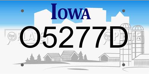 O5277D Iowa License Plate