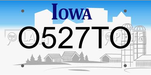O527TO Iowa License Plate