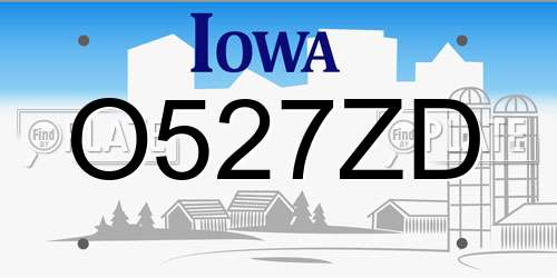 O527ZD Iowa License Plate