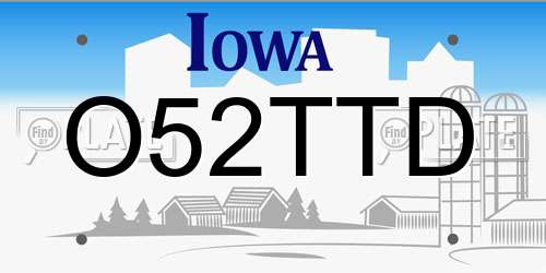 O52TTD Iowa License Plate