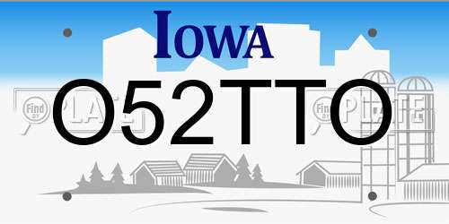 O52TTO Iowa License Plate