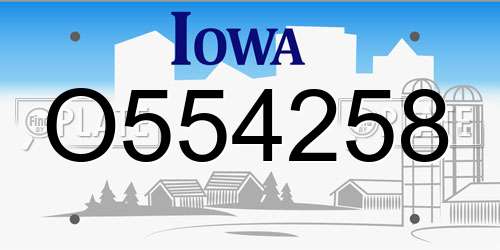 O554258 Iowa License Plate