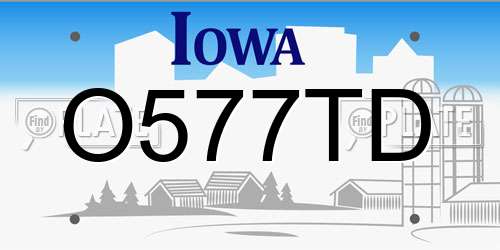 O577TD Iowa License Plate