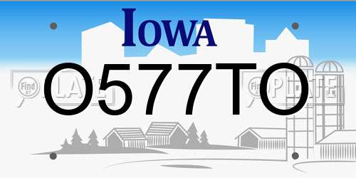 O577TO Iowa License Plate