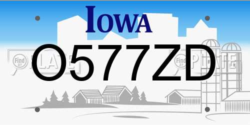 O577ZD Iowa License Plate