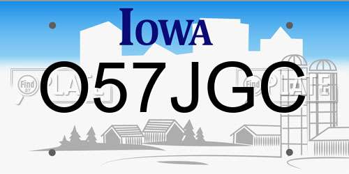 O57JGC Iowa License Plate