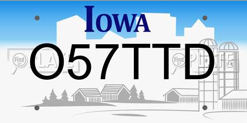 O57TTD Iowa License Plate