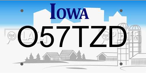 O57TZD Iowa License Plate