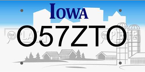 O57ZTO Iowa License Plate