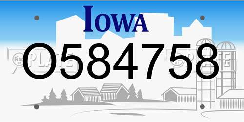 O584758 Iowa License Plate