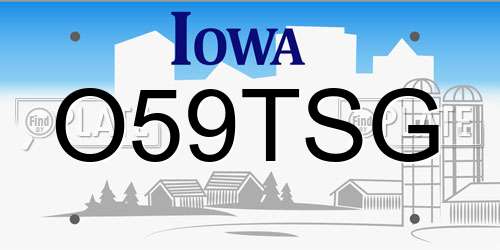 O59TSG Iowa License Plate