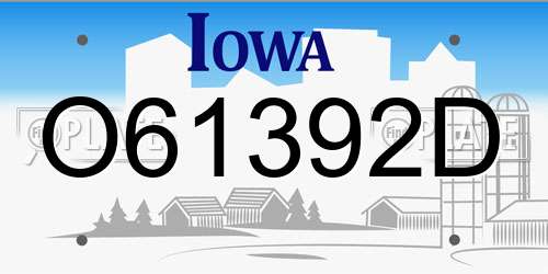 O61392D Iowa License Plate