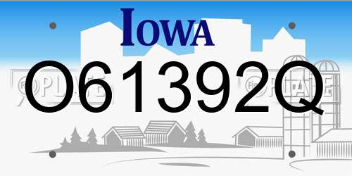 O61392Q Iowa License Plate