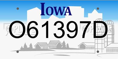 O61397D Iowa License Plate